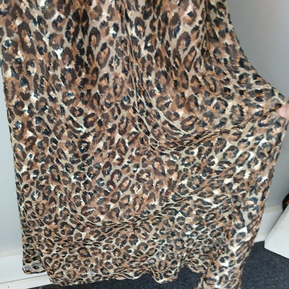 VTG 1990s Hampton Nites Sz 12 Cheetah Print Chiffon Cocktail Maxi Dress Lined - Picture 7 of 14
